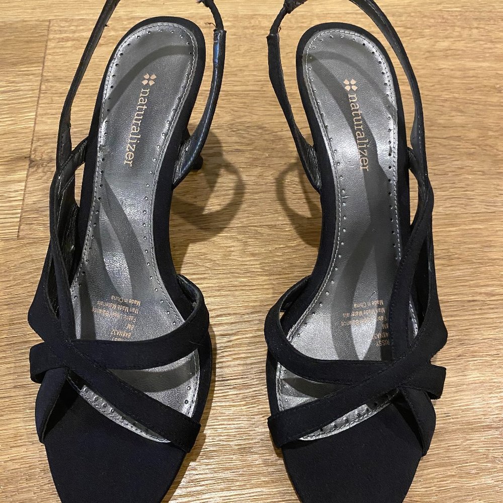 Naturalizer Prissy Black Fabric Slingback Heel